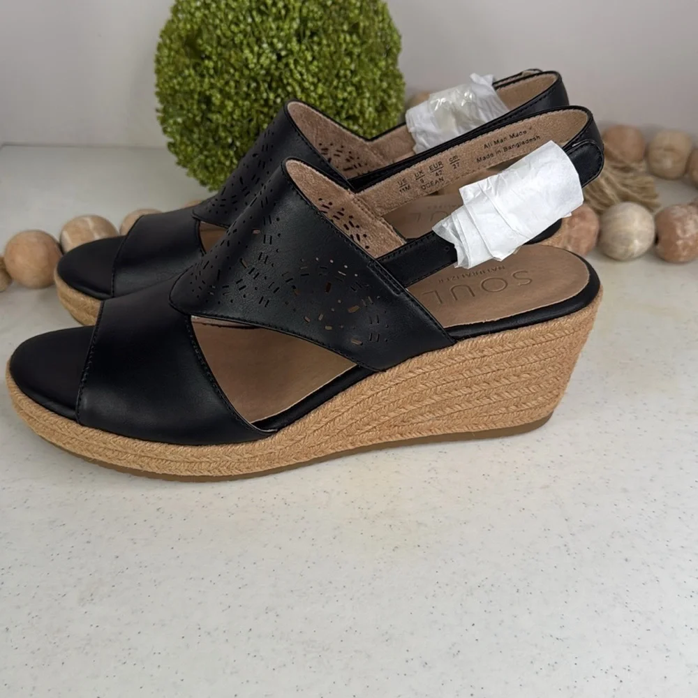 SOUL Naturalizer Ocean Women's Wedge Sandals Sz 11 Black